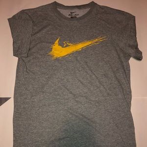Nike dri-fit grey and yellow tee shirt
